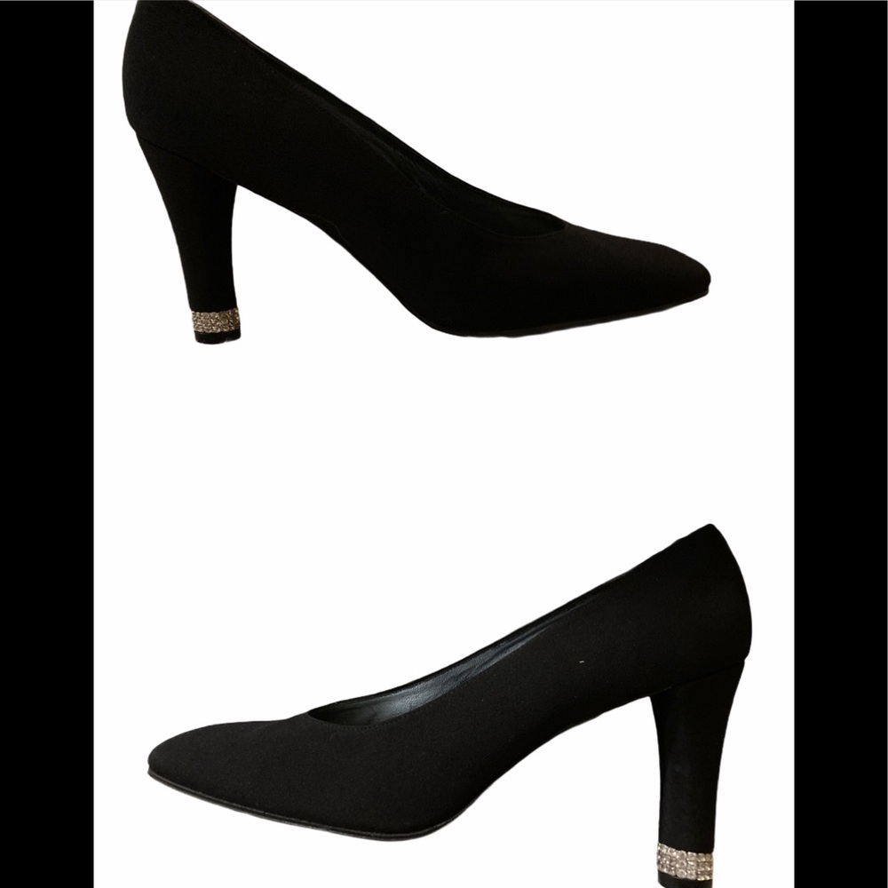 STUART WEITZMAN 9.5BLK rhinestone cylindrical heel